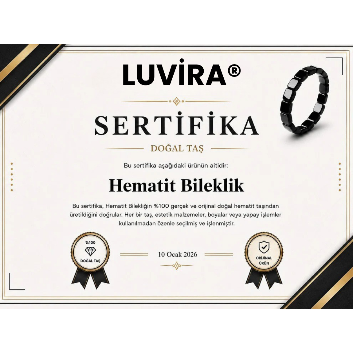 Luvira® Hematit Erkek Bilekliği